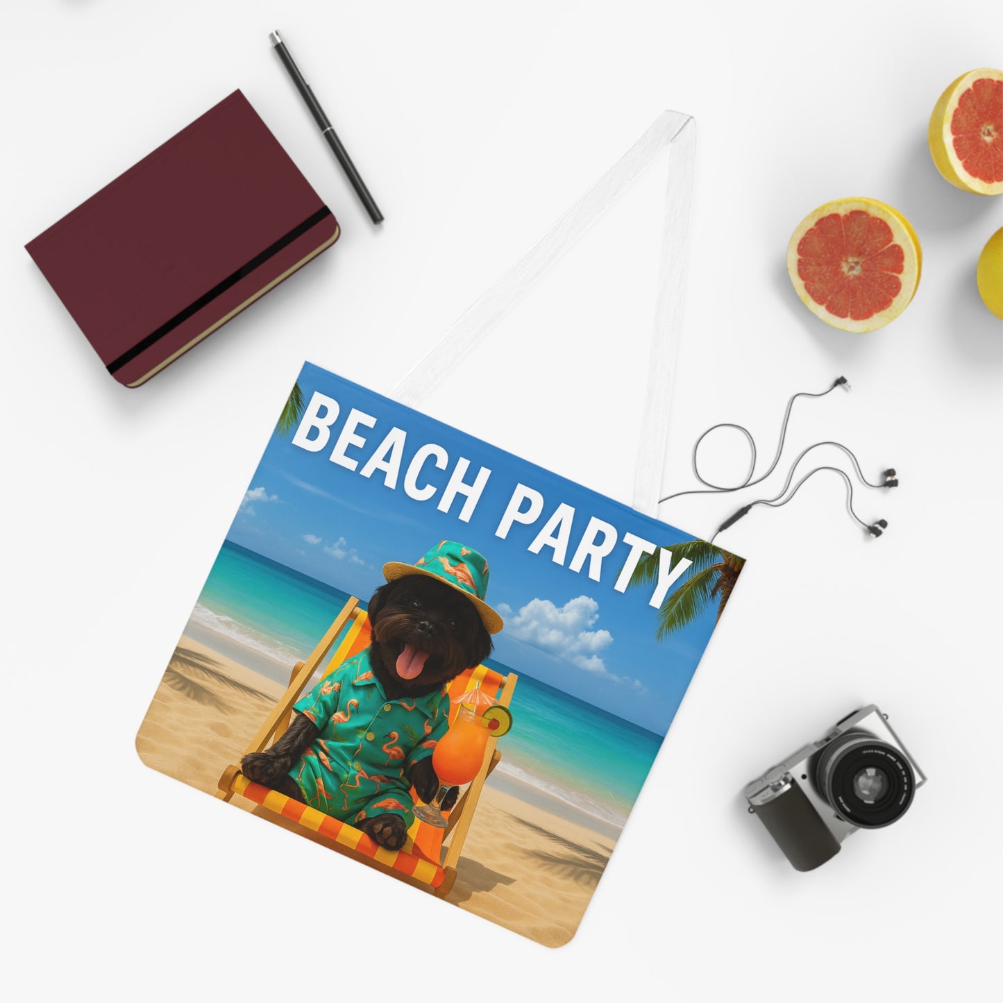Beach Party Dog Tote Bag | Fun Summer Accessory | Perfect for Dog Lovers, Beach Trips, Parties, Gifts, Events