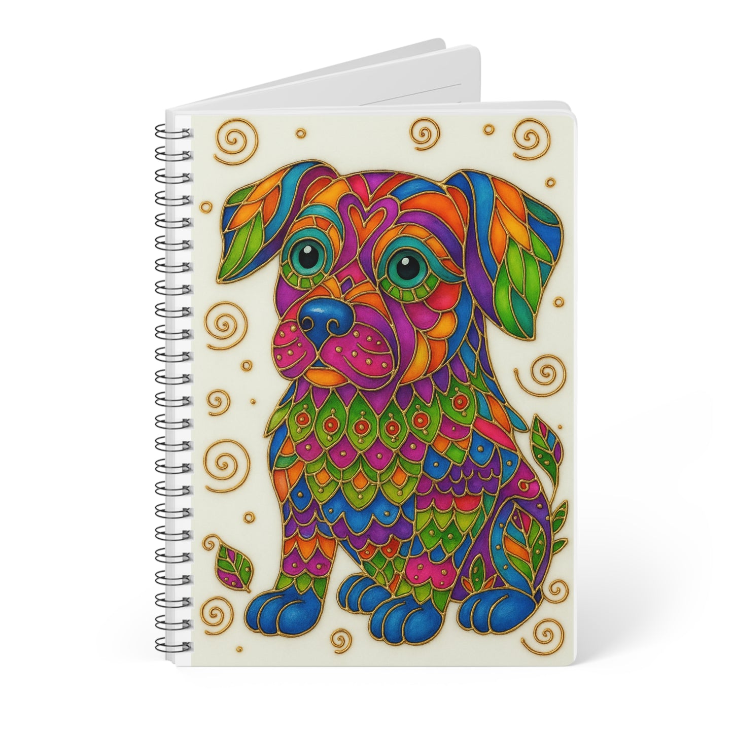 Notebook for Dog Lovers, A5 Wire-bound Softcover Journal, Colorful Stylized Design, Unique Gift, Dog Lover Gift, Dog Notebook, Dog Journal,