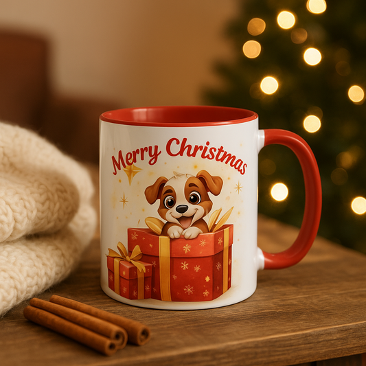 Merry Christmas Accent Coffee Mug, Holiday Gift Mug, Festive Coffee Cup, Dog Lover Mug, Christmas Decoration, Winter Gift Idea