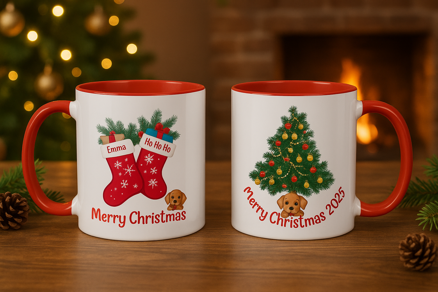 Festive Christmas Coffee Mug, that CAN BE PERSONALISED Merry Christmas 2025 Gift, Holiday Drinkware, Dog Lover Mug, Winter Celebration Cup