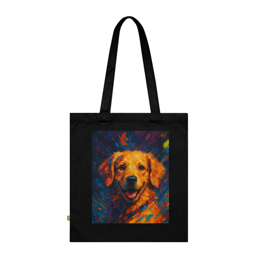 Vibrant Dog Portrait Organic Cotton Tote Bag, Reusable Shopping Bag, Eco-Friendly Pet Lover Gift, Cute Dog Art, Animal Lover Accessory